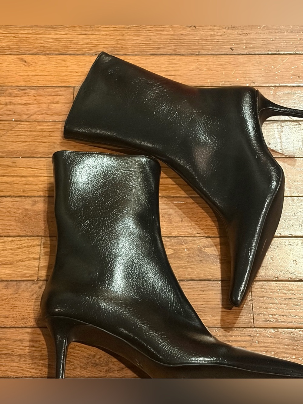 H&M Black Pointed Leather Ankle Boots size 40